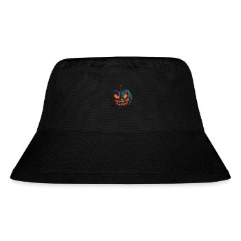 Kürbis mit gruseligen glühende Halloween Augen - Stanley/Stella recycelter Bucket Hat - Schwarz - Vorne