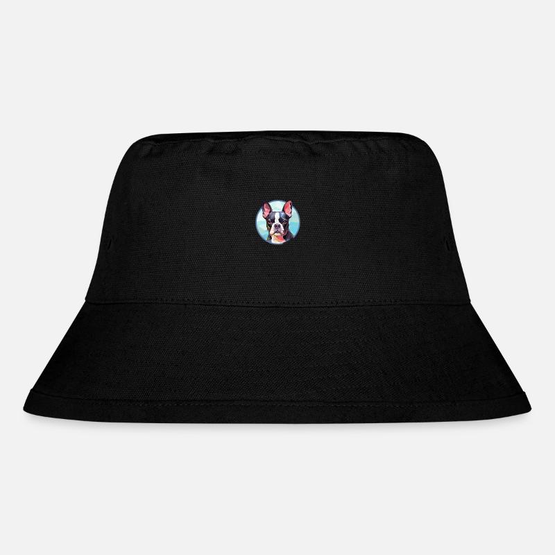 Boston Terrier Hund Bunte Karikatur - Stanley/Stella recycelter Bucket Hat - Schwarz