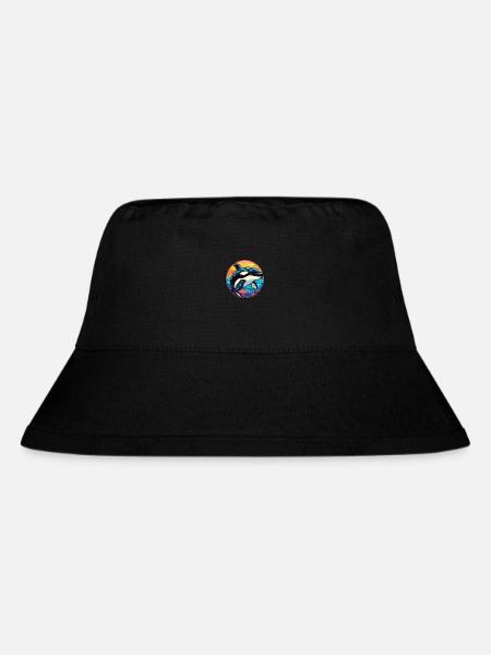 Orca Farget glass Fargerike tegneserie Kawaii dyr - Stanley/Stella resirkulert bøttehatt - svart