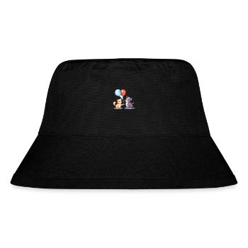 Katze und Hund Kawaii Cartoon spielen mit Luftballons - Stanley/Stella recycelter Bucket Hat - Schwarz - Vorne