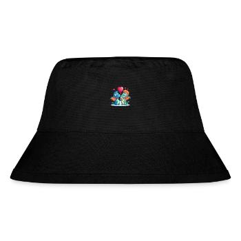 Dragons Kawaii Cartoon Pet Playing With Balloons - Stanley/Stella Recycled Bucket Hat - black - Front