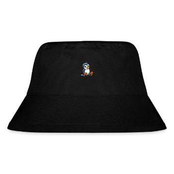 Lustiger Pinguin Kawaii Cartoon spielt Skateboard - Stanley/Stella recycelter Bucket Hat - Schwarz - Vorne