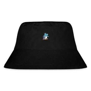 Funny Hippo Kawaii Cartoon Pet Playing Skateboard - Stanley/Stella Recycled Bucket Hat - black - Front