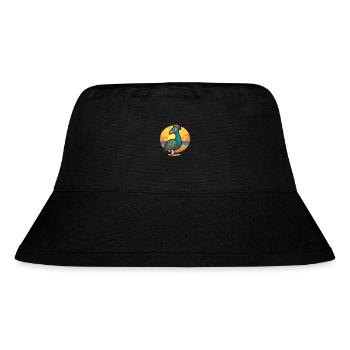 Peacock Funny Cartoon Kawaii Beach Illustration - Stanley/Stella Recycled Bucket Hat - black - Front