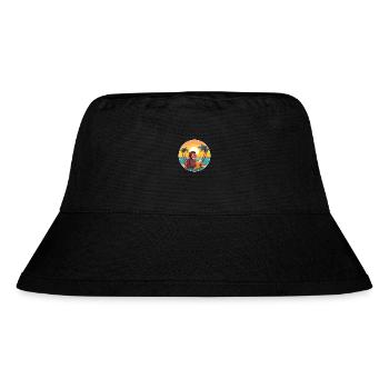 Affe-niedlicher lustiger Cartoon Kawaii-Buch-Strand - Stanley/Stella recycelter Bucket Hat - Schwarz - Vorne