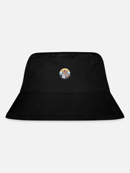 Tiger Aquarell Karikatur Kawaii Haustier Tier Farbefu - Stanley/Stella recycelter Bucket Hat - Schwarz