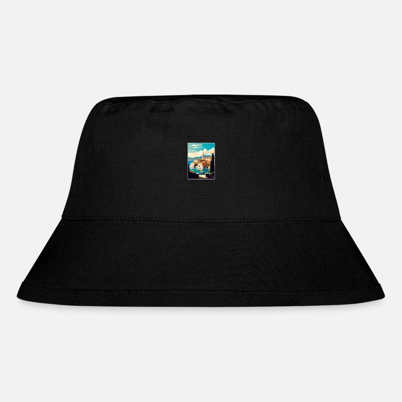 Brac Kroatien Vintage Reiseposter WPA Souvenir - Stanley/Stella recycelter Bucket Hat - Schwarz