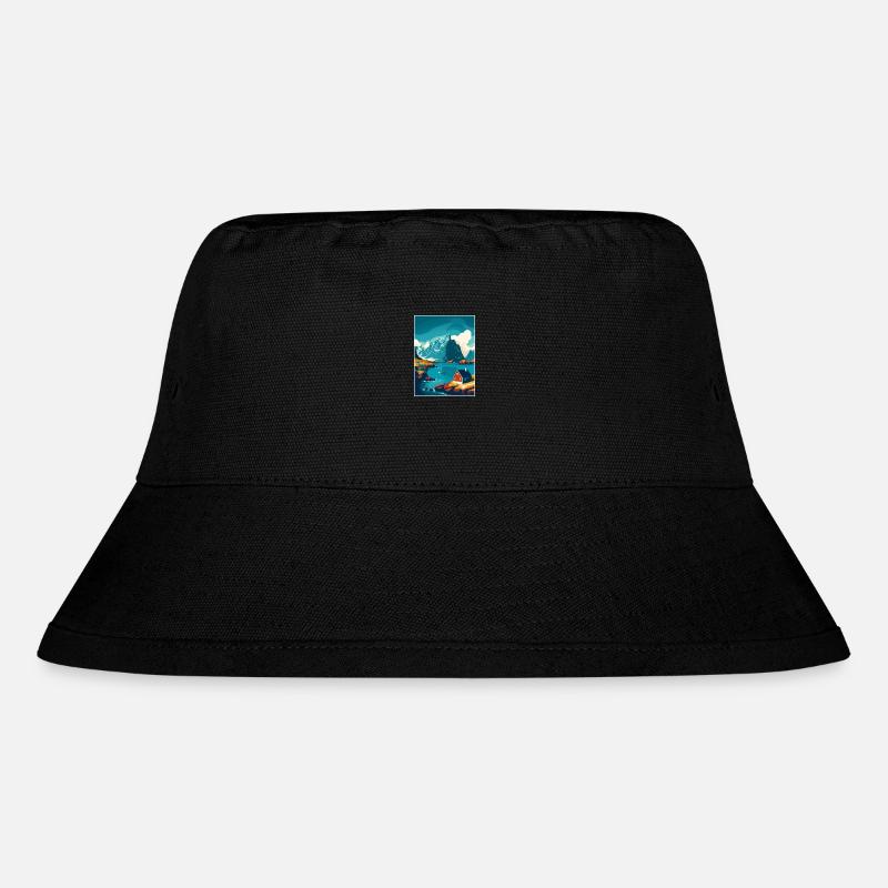 Lofoten Norwegisches Vintage-Reiseposter - Stanley/Stella recycelter Bucket Hat - Schwarz