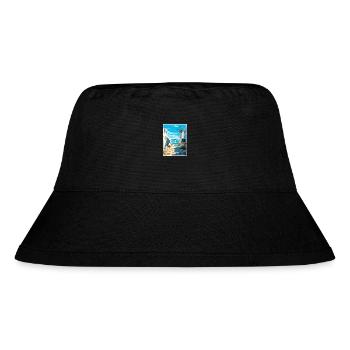 Mykonos Greece Decoration Vintage Travel Poster - Stanley/Stella Recycled Bucket Hat - black - Front