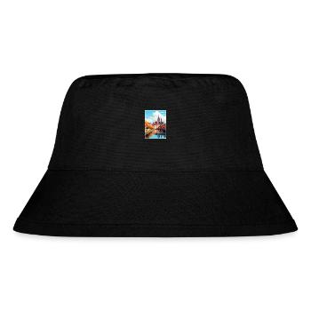 Amiens Frankreich Vintage Reiseposter WPA Souvenir - Stanley/Stella recycelter Bucket Hat - Schwarz - Vorne