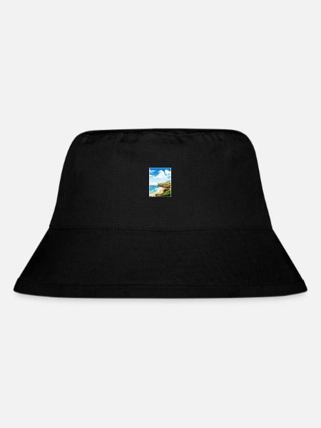 Porthleven Cornwall Vintage Travel Poster Souvenir - Stanley/Stella Recycled Bucket Hat - black