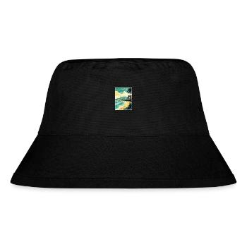 Waikiki Beach Hawaii Vintage Travel Poster WPA Art - Stanley/Stella Recycled Bucket Hat - black - Front