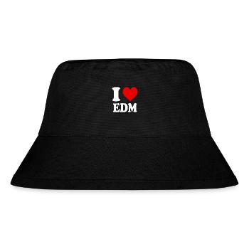 Ich liebe EDM, Herz, Lustig, Witzig - Stanley/Stella recycelter Bucket Hat - Schwarz - Vorne