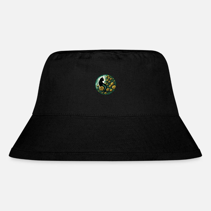 Schwarze Katze Ringelblume - Stanley/Stella recycelter Bucket Hat - Schwarz