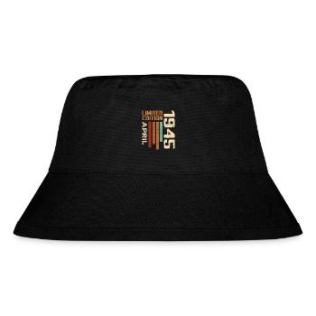 Geboren im April 1945 Geburtstagsgeschenk 1945 Retro - Stanley/Stella recycelter Bucket Hat - Schwarz - Vorne