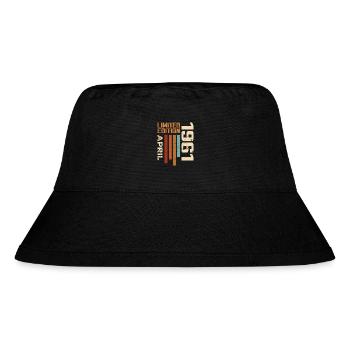 Geboren im April 1961 Geburtstagsgeschenk 1961 Retro - Stanley/Stella recycelter Bucket Hat - Schwarz - Vorne