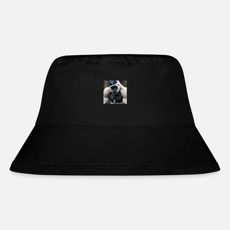 Weißer Gorilla - Stanley/Stella recycelter Bucket Hat - Schwarz