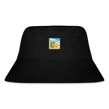Frosch mit Sonnenbrille auf Strand - Stanley/Stella recycelter Bucket Hat - Schwarz - Vorne