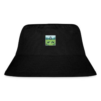 Girl with dog and sheep in green nature - Stanley/Stella Recycled Bucket Hat - black - Front