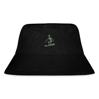 Minimalistisches Design: Alien Snowboarder Silhoue - Stanley/Stella recycelter Bucket Hat - Schwarz - Vorne