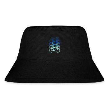 Rennräder in Blau. Geschenk - Stanley/Stella recycelter Bucket Hat - Schwarz - Vorne