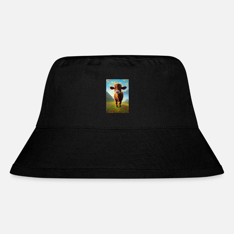 Süsse Baby Kuh auf einer Blumenwiese Poster - Stanley/Stella recycelter Bucket Hat - Schwarz