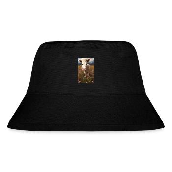 Cute baby cow on a flower meadow - Stanley/Stella Recycled Bucket Hat - black - Front
