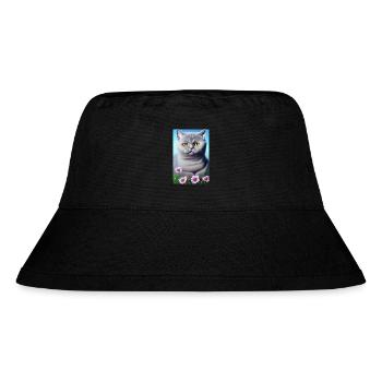 Niedliche Katze im Blumenfeld - Stanley/Stella recycelter Bucket Hat - Schwarz - Vorne