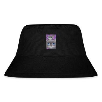 Katzenmama mit Babykatze - Stanley/Stella recycelter Bucket Hat - Schwarz - Vorne