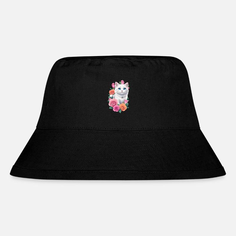 Katze mit Rosen - Stanley/Stella recycelter Bucket Hat - Schwarz