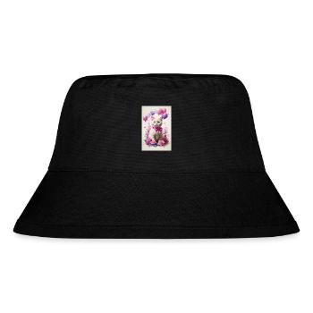 beautiful blsmco cat with pink roses - Stanley/Stella Recycled Bucket Hat - black - Front