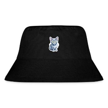 Russian Blue Cat Watercolor - Stanley/Stella Recycled Bucket Hat - black - Front