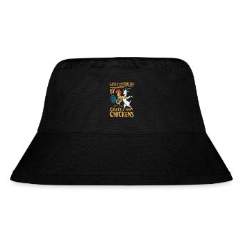 Ablenkung durch Ziegen und Hühner - Stanley/Stella recycelter Bucket Hat - Schwarz - Vorne