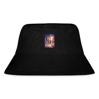 Buntes östliches Stadtbild - Stanley/Stella recycelter Bucket Hat - Schwarz - Vorne