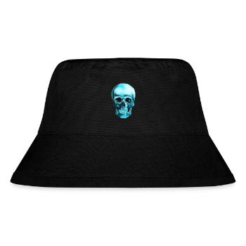 Blauer Schädel Neonprint - Stanley/Stella recycelter Bucket Hat - Schwarz - Vorne