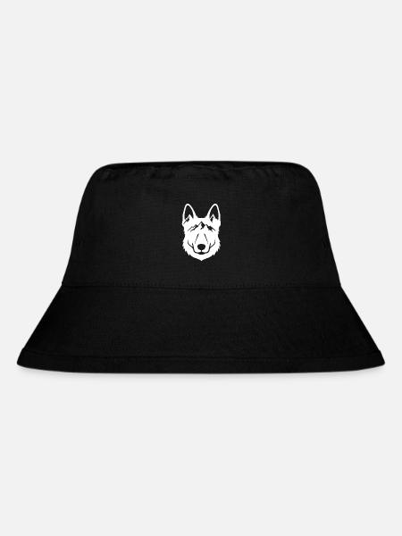 Mountain Wolf Line Art - Stanley/Stella Recycled Bucket Hat - black