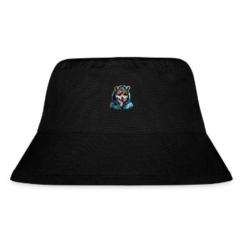 Grauer Wolf im Streetstyle | Wolfsliebhaber - Stanley/Stella recycelter Bucket Hat - Schwarz - Vorne