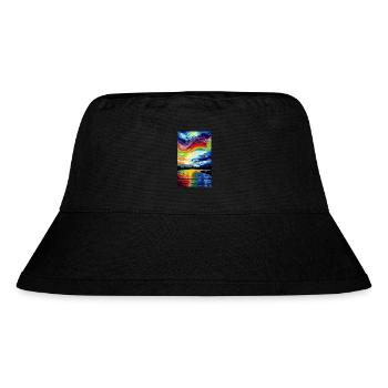 Regenbogen Horizont - Stanley/Stella recycelter Bucket Hat - Schwarz - Vorne