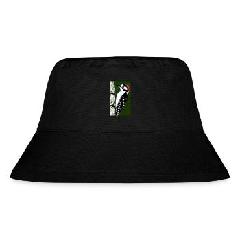 Gestapelter Specht rothaarige coole Comic-Zeichnung - Stanley/Stella recycelter Bucket Hat - Schwarz - Vorne