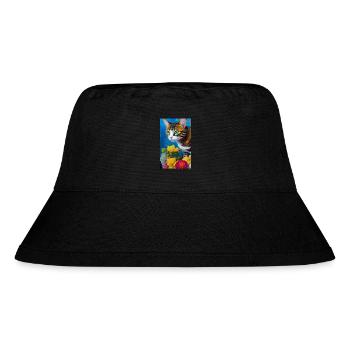 Niedliche kurzhaarige Hauskatze - Stanley/Stella recycelter Bucket Hat - Schwarz - Vorne