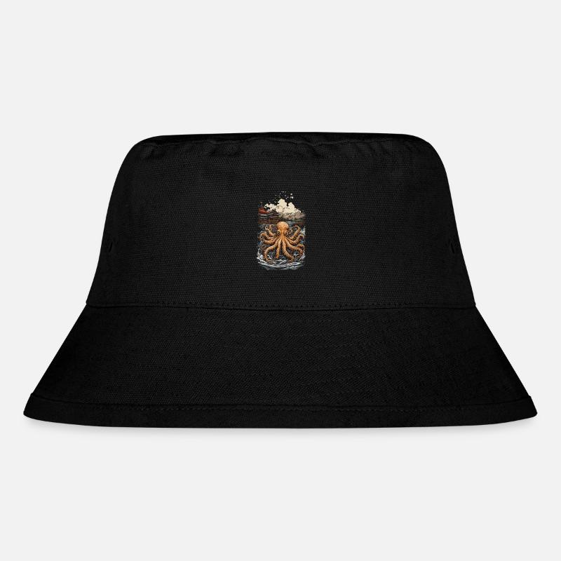 Ukiyo-E Style Octopus Retro Kraken Art Design - Stanley/Stella Recycled Bucket Hat - black
