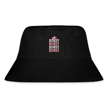 Pink Texas Howdy Print Western Country Rodeo - Stanley/Stella recycelter Bucket Hat - Schwarz - Vorne