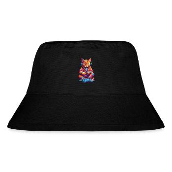 Lustige Retro Gaming Katze Nerd Gamer Design - Stanley/Stella recycelter Bucket Hat - Schwarz - Vorne