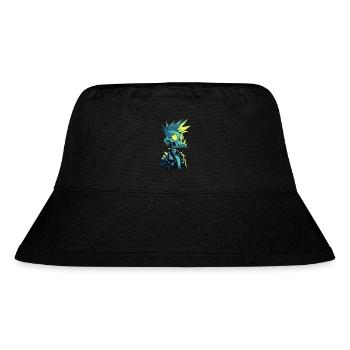 Zombie Punk Rocker – Neon Totenschädel mit Stachelhaar - Stanley/Stella recycelter Bucket Hat - Schwarz - Vorne