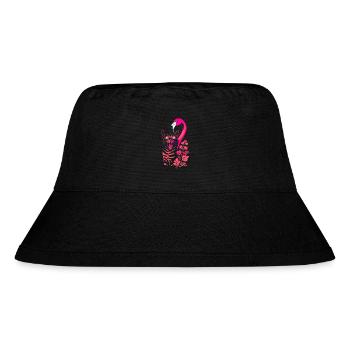 Tropische Katze & Flamingo - Sommer 2025 - Stanley/Stella recycelter Bucket Hat - Schwarz - Vorne
