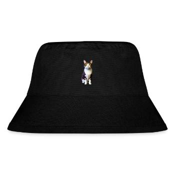 Domestic short haired cat looks at you lonely - Stanley/Stella Recycled Bucket Hat - black - Front