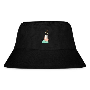 Pride Herzen am Smartphone - Stanley/Stella recycelter Bucket Hat - Schwarz - Vorne