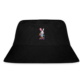 Cheerful Schoolchild Bunny Kick Scooter Design - Stanley/Stella Recycled Bucket Hat - black - Front