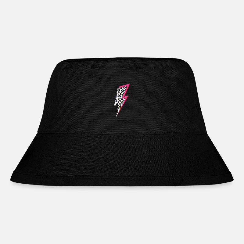 Lightning Leopard Pattern Pastel Colors with Neon Pink - Stanley/Stella Recycled Bucket Hat - black