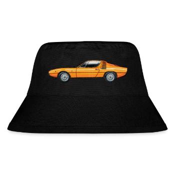 Illustration vom AR Montreal im Profil in Orange - Stanley/Stella recycelter Bucket Hat - Schwarz - Vorne